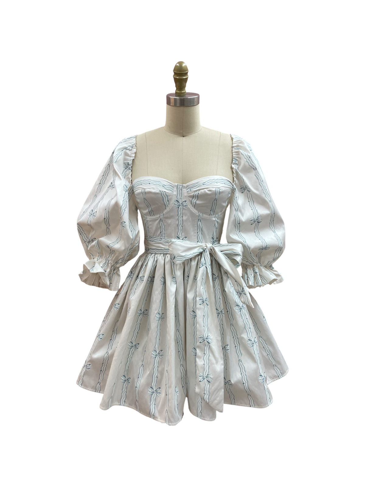 White Blue Mini Party Transformer Dress