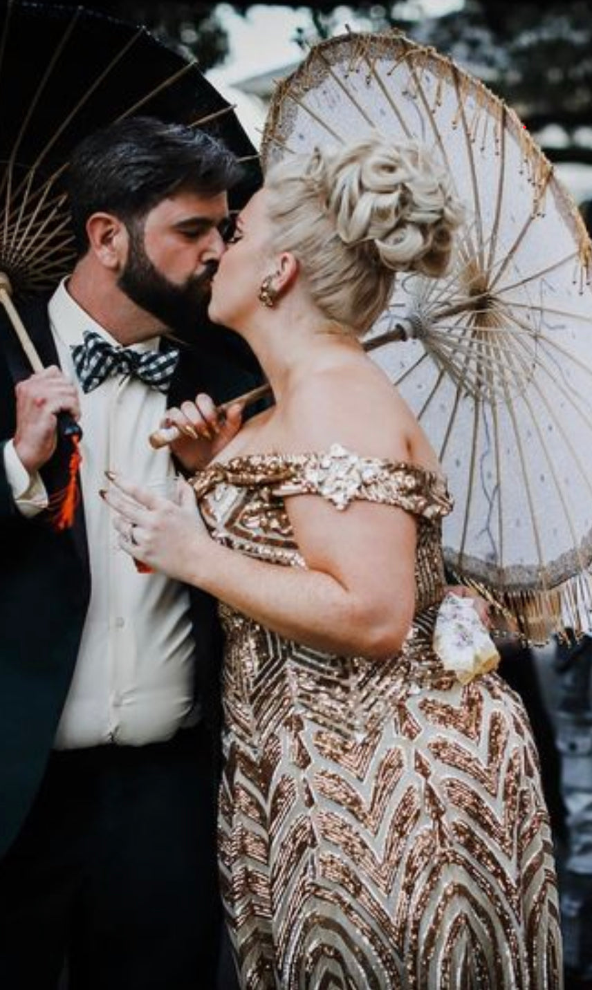 Katherine Mason Custom Made Gold Art Deco Wedding Dress